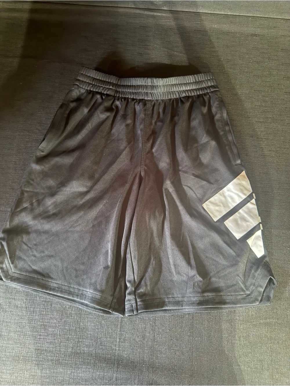 adidas Black Shorts with White Stripe Logo